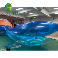 Modèle gonflable publicitaire en forme de dauphin, décoratif, transparent bleu en PVC, pour fêtes LED 2026