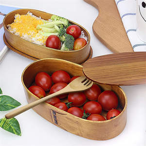 Ahşap yemek kabı çift katmanlı japon ahşap çocuklar için ahşap kapak ile Bento kutusu yetişkin Picnicking ofis okul yürüyüş kamp - Product Image 5