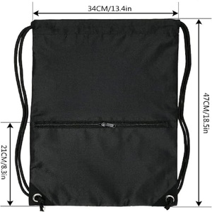 Custom Drawstring Backpack 47cm Personalized Cinch Sack Gym <b>Bag</b> Front Zip Pocket Sublimation DIY Outdoor Hiking Travel 4 Colors - Product Image 2