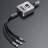 Câbles de charge rapide multi-appareils rétractables 3-en-1 USB 3.0 TPE Max 100W personnalisables avec logo Taipuxi pour cadeau