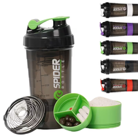 Bouteille d'eau de sport réutilisable en PP de 500 ml, anti-fuite, avec bouchon shaker pour la salle de sport et les activités de plein air