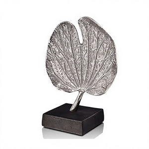 Iron Modern Abstract Sculpture Silver Plated Leaf Design <b>Wall</b> <b>Mount</b> Ornament Living Room Office Home Decor Eco-Friendly Handmade - Product Image 1