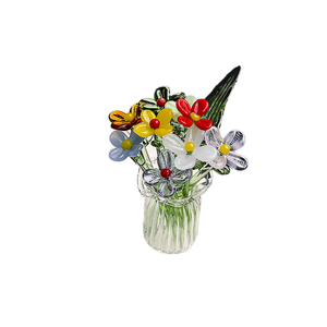 Bouquet de fleurs artificielles en verre cristal à cinq pétales, Calla Lily Tulip, petit vase, ornement de table, <span class=keywords><strong>d</strong></span>écoratif, émaillé, cadeau - Product Image 6