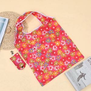 Sac de courses pliable en polyester RPET 190T avec logo personnalisé, sac d'épicerie réutilisable écologique pour supermarché - Product Image 3