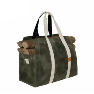 Mydays Waxed Canvas Feuer Holz Log Carrier Einkaufstasche für Kamin Design Griff Tasche für Heu Hauling Outdoor Camping oder BBQ