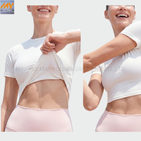 Camisetas Deportivas de Yoga Lenzing Modal para Mujer, Ropa Deportiva de Secado Rápido, Transpirable, para Gimnasio, Manga Corta, Color Sólido, Ecológica