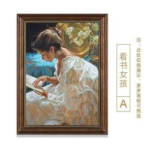 Lienzo de pintura de chica decorativa enmarcada de estilo europeo para decoración de pared del hogar retratos de mujer clásicos elegantes venta directa de fábrica - Product Image 6