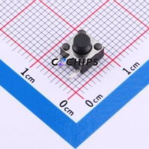 TS-1095C-A4B3-D2 Tactile Switch Bent Lead Through Hole-3P,6x6mm Single Pole Single Throw Round Button 2.5N Right Angle Insert - Product Image 1