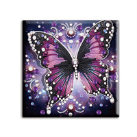 Kit de peinture diamantée SONGWOO Papillon violet, perles rondes 5D, art floral naturel encadré, décoration murale pour la maison, cadeau, peinture diamantée