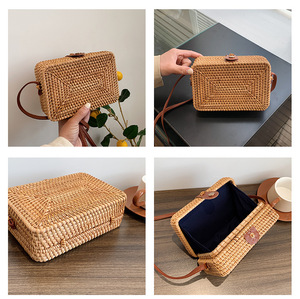 Purse Hobo Mini Tote tự nhiên mây Túi Handmade Vòng mây túi dệt tay bãi biển túi cho phụ nữ - Product Image 4