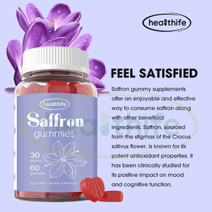 Healthife Saffraansupplement Gummies Saffraan Extract Vitamine B6 <span class=keywords><strong>B12</strong></span> D3 Saffraan Gummies - Product Image 3