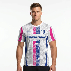 Maillot de football personnalisé de qualité authentique, style rose et bleu, uniforme de football vierge - Product Image 1