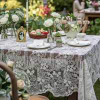 Nappe transparente en polyester brodée de fleurs, en dentelle, pour mariage, fête en plein air, jardin, décoration intérieure - Vente en gros