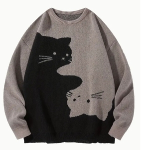 Customized logo round neck men's sweater cotton long sleeve jacquard <b>knitted</b> men's sweater - Product Image 2