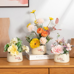 Flores artificiales <span class=keywords><strong>de</strong></span> seda, Decoración <span class=keywords><strong>de</strong></span> mesa para interiores, plantas, muebles <span class=keywords><strong>de</strong></span> sala <span class=keywords><strong>de</strong></span> estar, adorno, maceta <span class=keywords><strong>de</strong></span> Arte <span class=keywords><strong>de</strong></span> flores <span class=keywords><strong>Original</strong></span> - Product Image 4