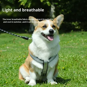 Harness Vest Tali Anjing Reflektif Ganda Warna Abu-abu yang Laris Manis untuk Anjing Kecil dan Sedang - Product Image 2