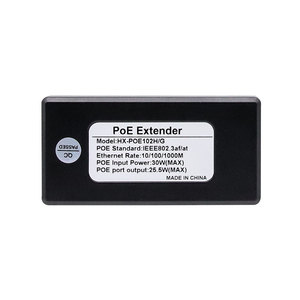 Extenseur PoE Gigabit/1000 Mbps 30W IEEE802.3af/at 100m 1 entrée 2 sorties 2kV 8/20µs pour caméra IP et moniteur en plastique - Product Image 1