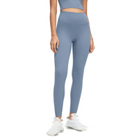 Pantalon de yoga taille haute couleur pêche, moulant, longueur 9 pouces, couleur nude, idéal pour le Pilates, la course et le fitness