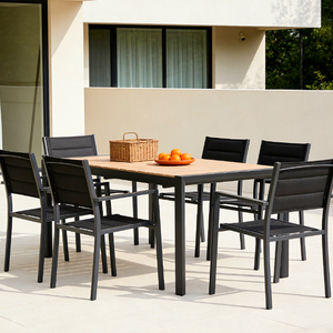 Tavolo <span class=keywords><strong>da</strong></span> Pranzo Estensibile <span class=keywords><strong>da</strong></span> Giardino Homful con Piano a Doghe Effetto <span class=keywords><strong>Legno</strong></span> e Struttura <span class=keywords><strong>in</strong></span> Alluminio Estraibile su un Lato - Product Image 6