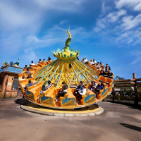 Manège de parc d'attractions extérieur certifié CE, type Flying Turntable, construction en fibre de verre et acier, capacité 24 personnes, garantie 12 mois