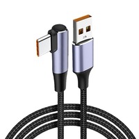 Câble USB Type-C 100W 6A à 90 degrés, tressé en nylon, charge rapide, transfert de données, pour Samsung Xiaomi Huawei, 2M