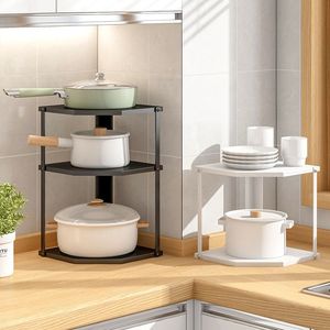 Étagère d'angle de cuisine à 2 niveaux en métal pour rangement sous évier, organisateur multifonctionnel pour cuisine - Product Image 1