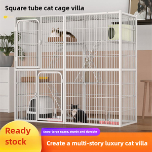 Toptan katı demir büyük çift katmanlı kedi kafesi ve Villa kutusu ile geniş kedi evi dayanıklı kapalı Pet mobilya - Product Image 2