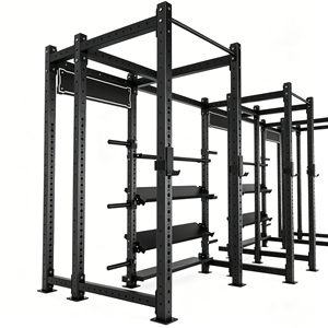Rack de Potencia Comercial de Acero Inoxidable con Triple Estación, Diseño Modular para Almacenamiento, Ejercicio de Cuerpo Completo, Desarrollo Muscular y Crossfit al Aire Libre - Product Image 4