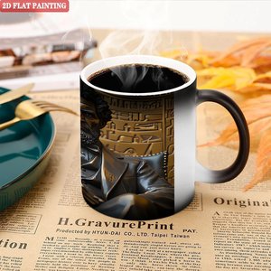 Frosted Black 11oz <b>Ceramic</b> <b>Mug</b> Heat Activated Coffee Cup With 2D Flat Painting Design - Product Image 5