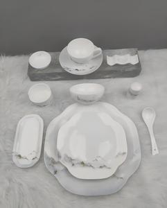 Service de table en porcelaine fine 45% multi-séries, motifs décoratifs variés, bordure dorée, vaisselle en céramique pour hôtels, mariages et banquets (lot de deux) - Product Image 4