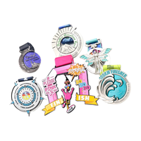 Collection de médailles sportives personnalisées en émail, médailles de récompense en métal avec ruban, logo personnalisé, finition sur mesure, vente en gros OEM ODM