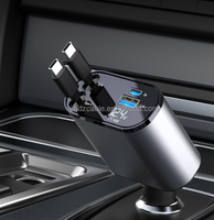 Chargeur de voiture rétractable, chargeur rapide de téléphone pour voiture, câbles rétractables double type C pour Galaxy S24 Google Pixel iPhone 15 Pro Max