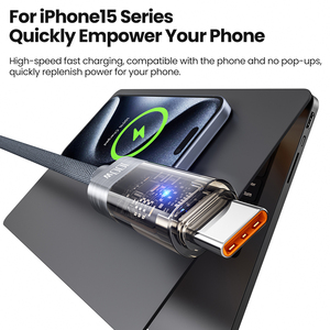 Toocki 100W Schnellladekabel USB-C auf C Intelligentes Abschalten Transparentes Technik-Design 480Mbps Datenübertragung für Laptop - Product Image 3