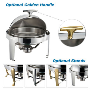 Juego de Recipientes para Buffet de Acero Inoxidable Dorado de Lujo de 6L, Recipientes Colgantes para Servir Comida Comercial, Equipo de Calentamiento para Catering - Product Image 6