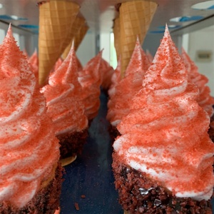 Chocolate Crispy <b>Waffle</b> <b>Cone</b> Original Ice Cream Strawberry Freeze-dried Crispy Sugar Powder Beach Model Faux Soft Serve Props - Product Image 3