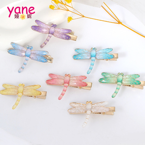 Ensemble de pinces et barrettes à <span class=keywords><strong>cheveux</strong></span> en résine écologique faites à la main avec motif de <span class=keywords><strong>libellule</strong></span> pour filles - Product Image 1