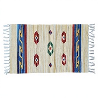 Tapis artisanal moderne en coton à motifs floraux, lavable en machine, écologique, multicolore, avec envers réversible pour la décoration de la maison et les voyages