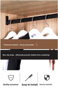 ราวแขวนเสื้อผ้าอะลูมิเนียมอัลลอยด์ชุบโครเมียมหนา รุ่น GX10247 สำหรับตู้เสื้อผ้า - Product Image 6