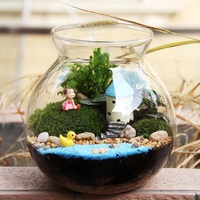 Pot sphérique en verre borosilicate avec couvercle en liège, récipient en verre pour micro-paysage, terrarium pour plantes succulentes, fougères, mousse et plantes aériennes