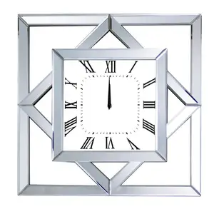 Современные зеркальные настенные часы Glam квадратной формы для украшения дома и отеля