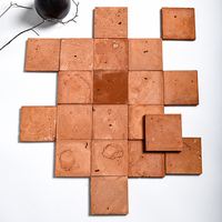 Carreaux de céramique fins en terre cuite rouge frittée de style industriel 100x100mm résistants aux acides pour murs et sols extérieurs de cour
