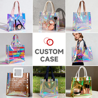 Sac à main réutilisable en plastique transparent PVC personnalisé bon marché Sac de plage transparent Fourre-tout Sacs cadeaux avec poignée Type de motif lettre