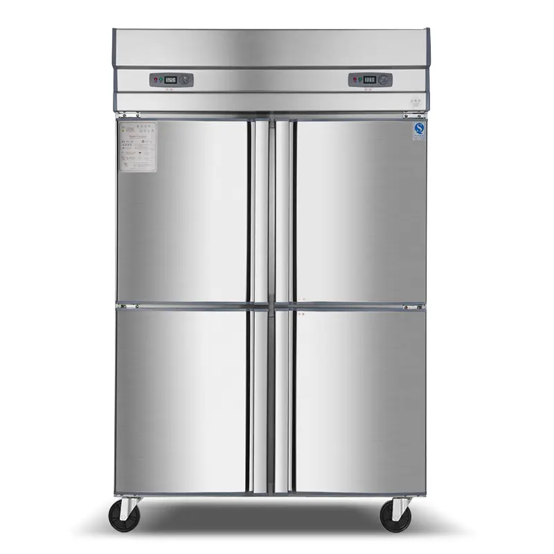 High quality Upright display chiller freezer Stainless steel 4 door refrigerator