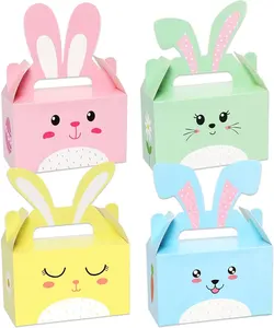 6 paquets de boîtes cadeaux décoratives de Pâques boîtes à friandises 6x3x3 pouces oeuf lapin poulet sacs colorés boîtes en papier pour Pâques