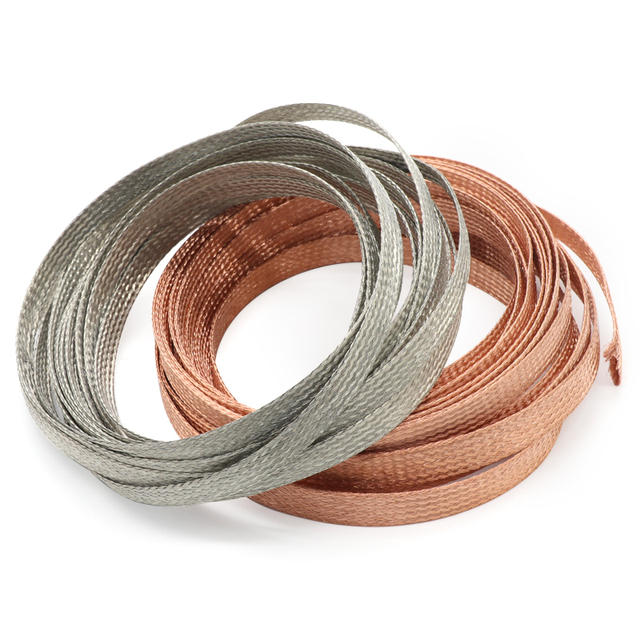 Flexible Electrical Stranded Braided Bare Copper Wire Tinned Plating Copper Braided Expandable Shielded Sleeve Pure Copper