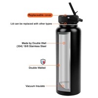 Oferta Especial: Botella de Agua Deportiva de Acero Inoxidable de 12, 24, 32, 40, 64 oz (1 litro) con Pajita y Logotipo, Ideal para Regalos Empresariales