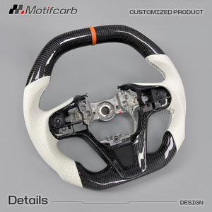 Volante Deportivo Personalizado de Fibra de Carbono con Empuñaduras de Cuero Perforado Blanco para Lexus LC 500 500h Coupé 2016-2026 - Product Image 3