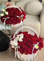 Panier à fleurs en plastique blanc avec poignée, conteneur de rangement décoratif pour arrangements floraux, présentoir de cadeaux