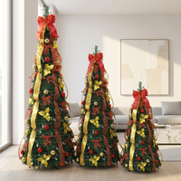 Sapin de Noël pré-éclairé pliable de 7,5 pieds, pointes en PE effet naturel, arbre artificiel pop-up avec lumières LED blanc chaud pour la décoration des fêtes
