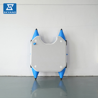 Radeau gonflable bleu et blanc en PVC Ripstop étanche sur mesure pour l'interaction aquatique en plein air